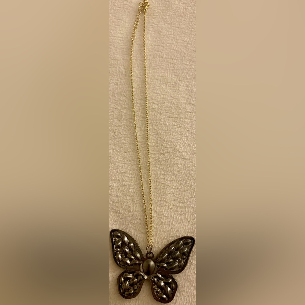 Colorful Rhinestone Butterfly Pendant/Necklace - Picture 5 of 7